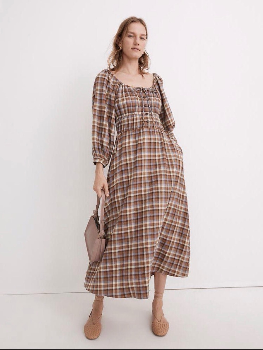 Madewell Indie Brown Plaid Dress